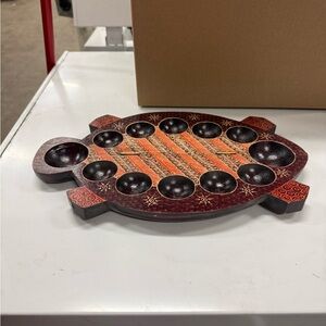 Turtle Shaped Wooden Mancala Board